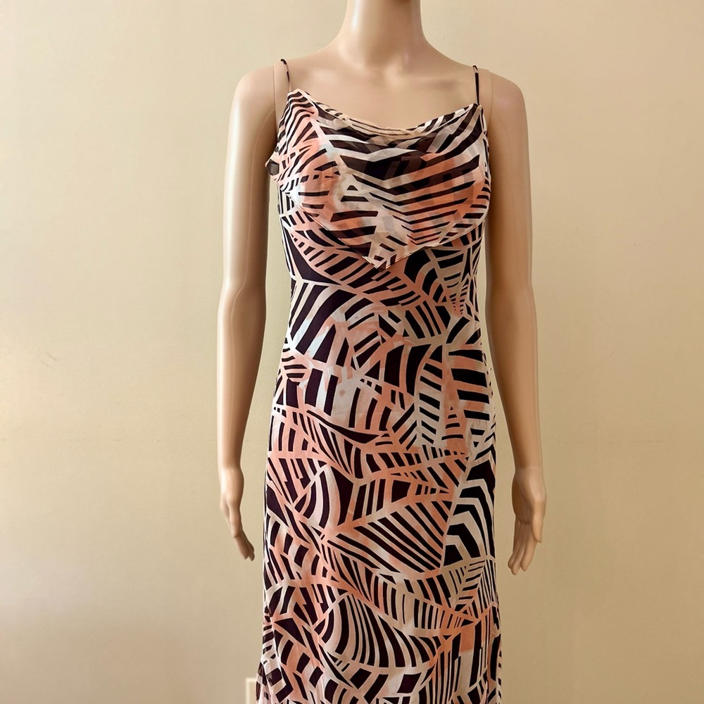 Laundry by Design Brown, cream, and Pink High Low Dress